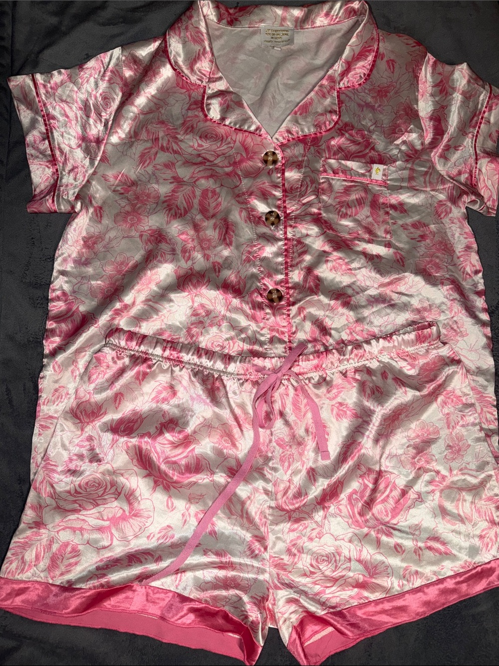 Simply Southern Satin Short Pajama Set - Pink Floral